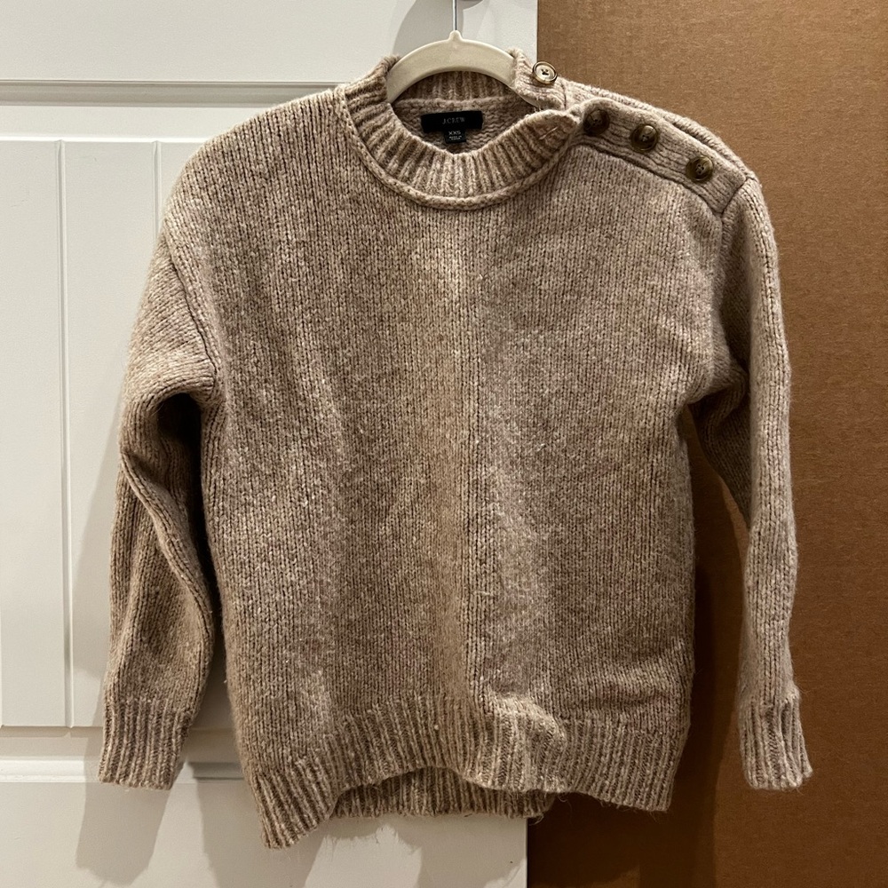 J. Crew button-shoulder heather crewneck sweater XXS